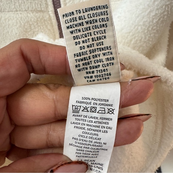 L. L. Bean Katadin Fleece Jacket Sweater Size LG Cream Zip Up Outdoors Hiking - Picture 8 of 11